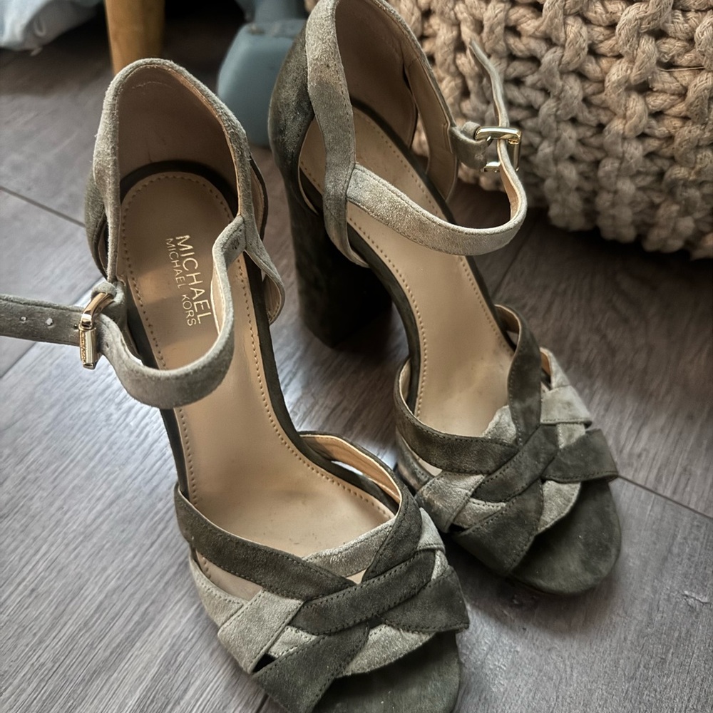 Michael Kors Olive Suede Strappy Heels